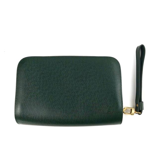 Louis Vuitton Pochette Bakal Wristlet Epicea Green Taiga Leather Clutch
