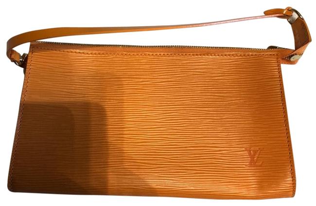 Louis Vuitton Pochette Epi Orange Leather Clutch