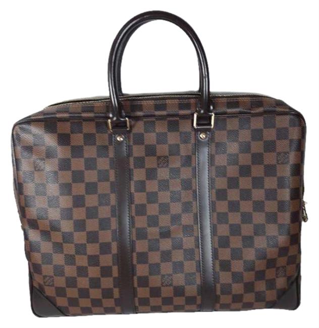 Louis Vuitton Porte Documents Voyage Gm Damier Ebene Brown Clutch