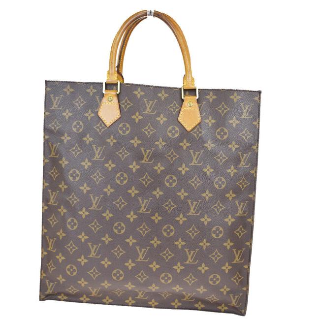 Louis Vuitton Sac Plat Hand Brown Monogram Leather Tote