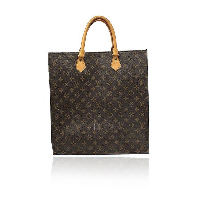 Louis Vuitton Sac Plat Monogram Handbag Large Brown Coated Canvas Tote