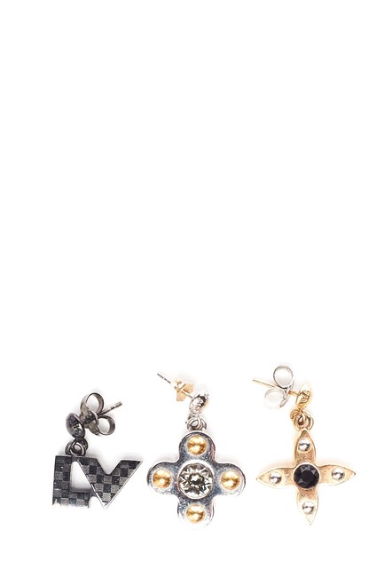 Louis Vuitton Silver Gold Love Letters Timeless Set Earrings