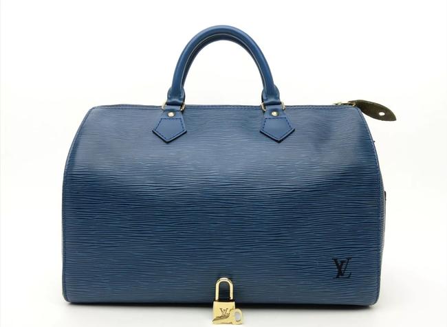 Louis Vuitton Speedy 30 Sachel Blue Epi Leather Hobo Bag