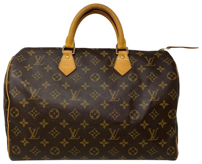 Louis Vuitton Speedy 35 Monogram Brown Coated Canvas Satchel