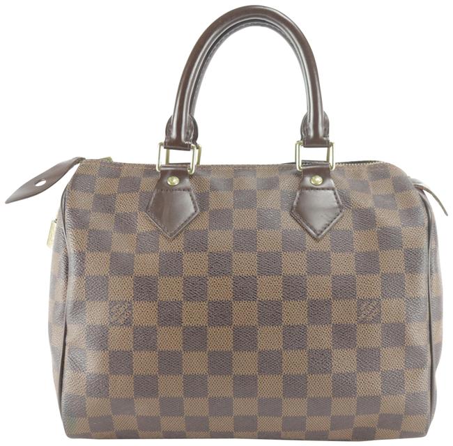 Louis Vuitton Speedy Damier Ebene 7lk1211 Brown Coated Canvas Satchel
