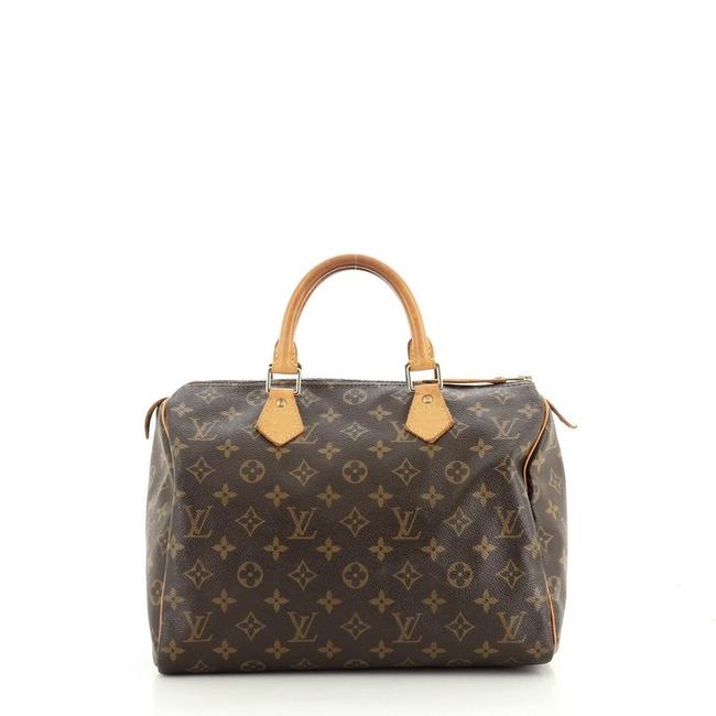 Louis Vuitton Speedy Handbag Monogram 30 Brown Coated Canvas Satchel