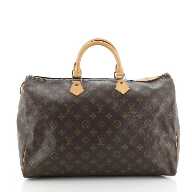 Louis Vuitton Speedy Handbag Monogram 40 Brown Coated Canvas Satchel