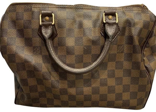 Louis Vuitton Speedy Lv Brown Light Tan Leather Tote