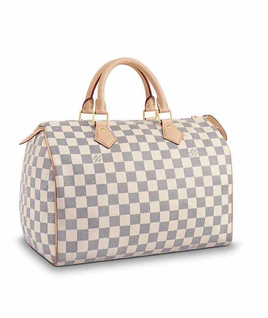 Louis Vuitton Speedy New 35 White Damier Azur Canvas Tote