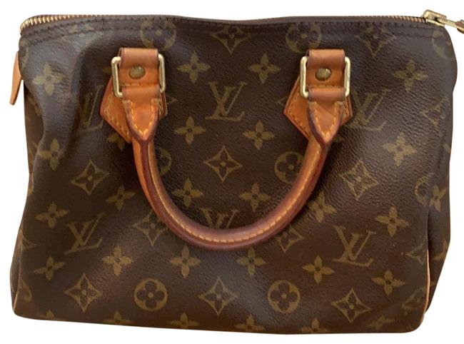 Louis Vuitton Speedy Vintage 25 Monogram Handbag Brown Leather Satchel