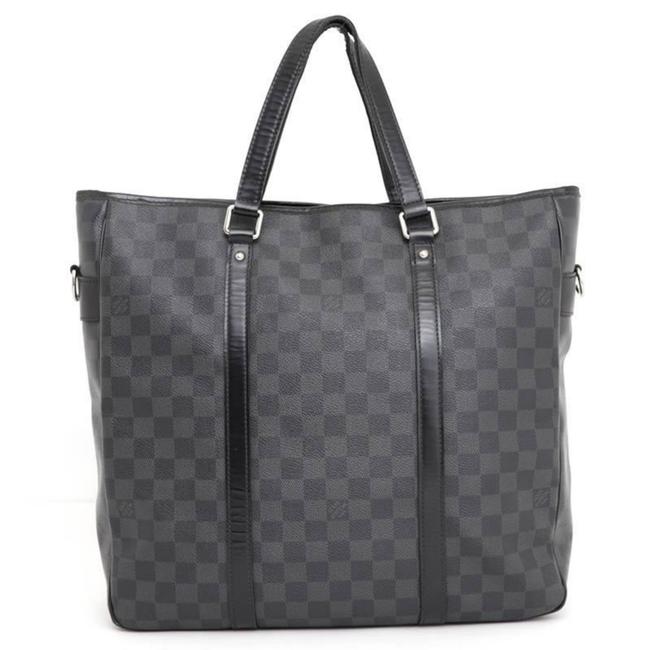 Louis Vuitton Tadao 231675 Black Damier Graphite Canvas Tote