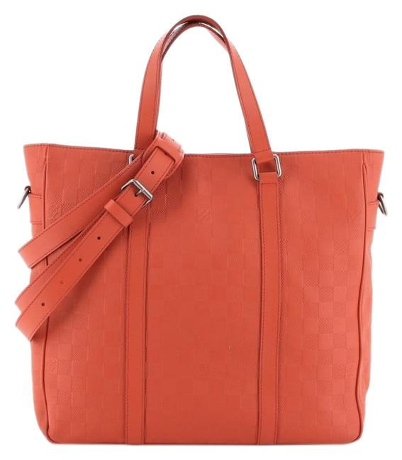 Louis Vuitton Tadao Handbag Damier Infini Pm Red Leather Tote