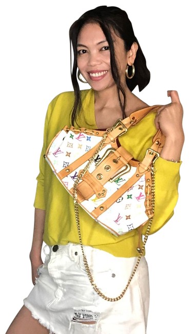 Louis Vuitton Theda Multicolor Gm White Leather Tote