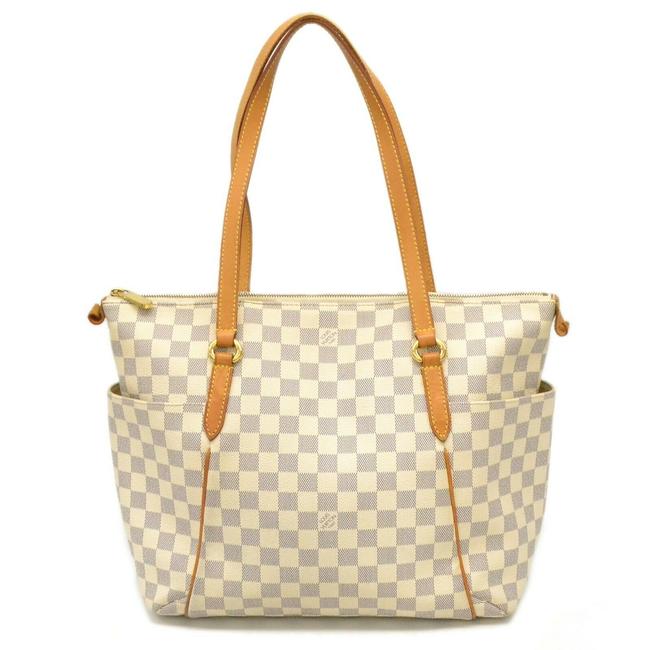 Louis Vuitton Totally Discontinued Mm White Damier Azur Canvas Tote