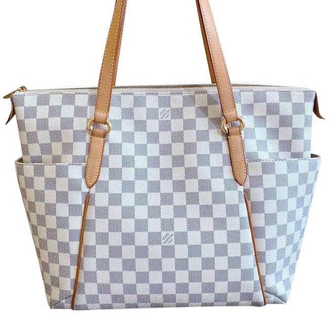 Louis Vuitton Totally Mm Damier Azur White Coated Canvas Shoulder Bag