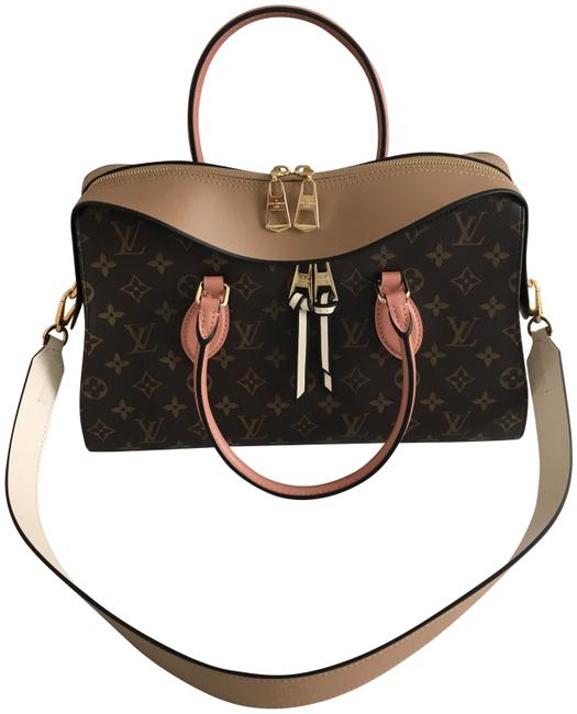 Louis Vuitton Tuileries Two Sesame Peche Canvas Leather Satchel