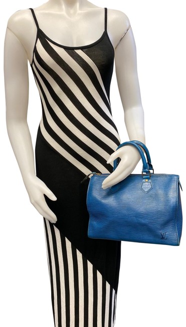 Louis Vuitton Vintage Speedy24 In Epi Blue Leather Satchel