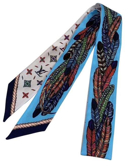 Louis Vuitton White Blue Love Brids Bleu Bb Bandeau Scarf Wrap