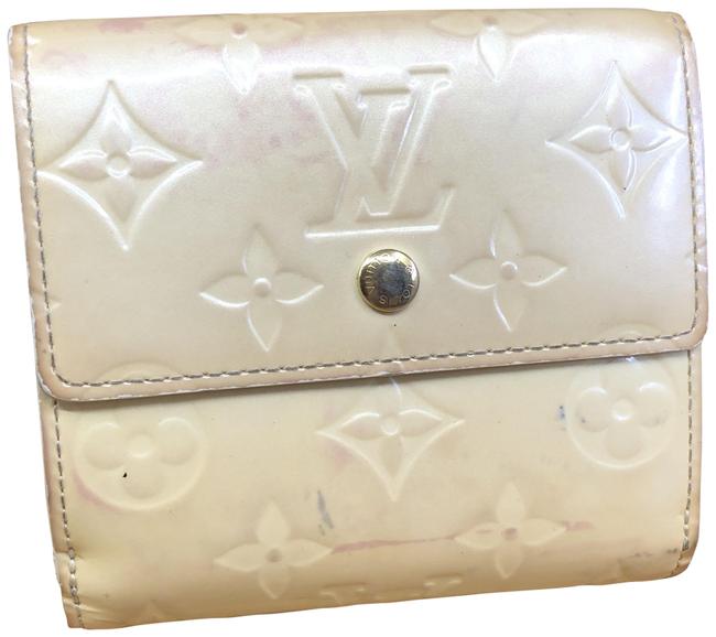 Louis Vuitton White Cream Lv139 Vernis Monogram Leather Elsie Trifold Wallet