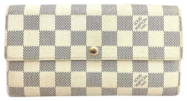 Louis Vuitton White Porte Damier Azur Feuille Sarah Long Bifold Wallet