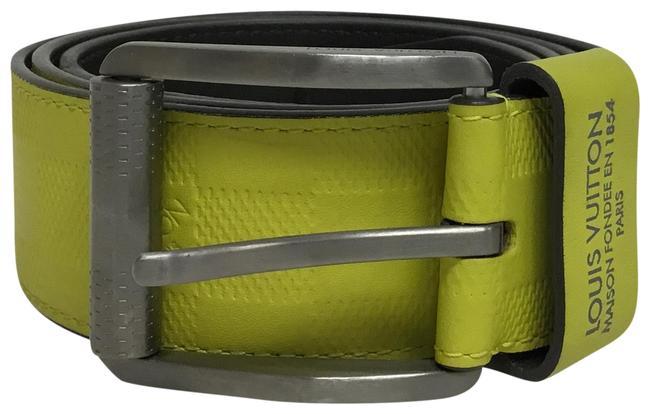 Louis Vuitton Yellow Damier Infini Calfskin Vert Acide Belt
