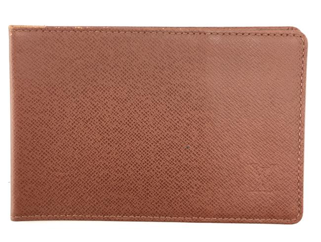 Louis Vuitton #25176 Brown Taiga Leather Bifold Pass Id Case Album Card Wallet
