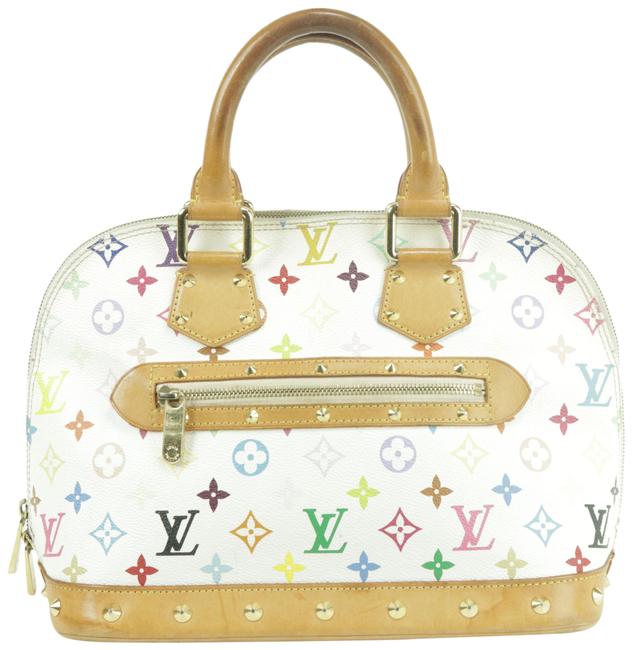 Louis Vuitton Alma Blanc 5lk0103 White Monogram Multicolore Canvas Satchel