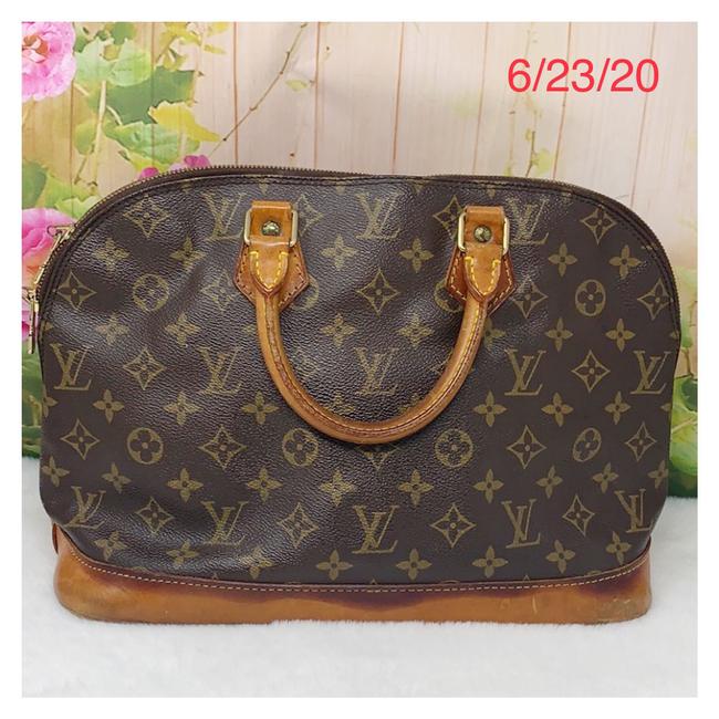 Louis Vuitton Alma Brown Leather Satchel