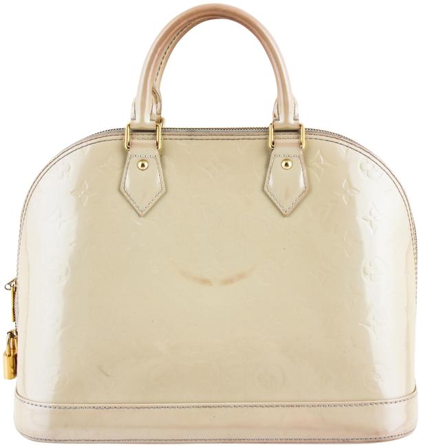 Louis Vuitton Alma Gm Monogram Vernis Satchel Nude Pig Leather Tote