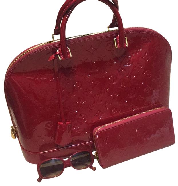 Louis Vuitton Alma Gm Pomme D Amour Red Patent Leather Satchel