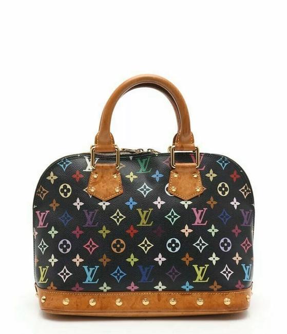 Louis Vuitton Alma Hand Black Multicolor Canvas Satchel