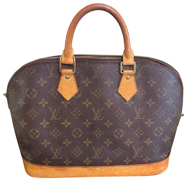 Louis Vuitton Alma Handbag Purse Brown Leather Satchel