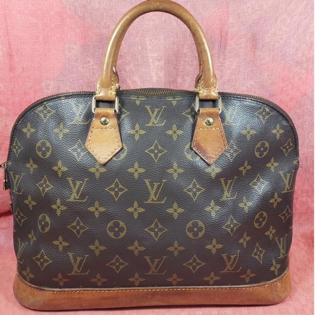 Louis Vuitton Alma Monogram Pm Brown Leather Satchel