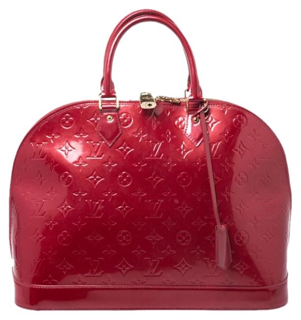 Louis Vuitton Alma Pomme Damour Vernis Gm Red Monogram Satchel