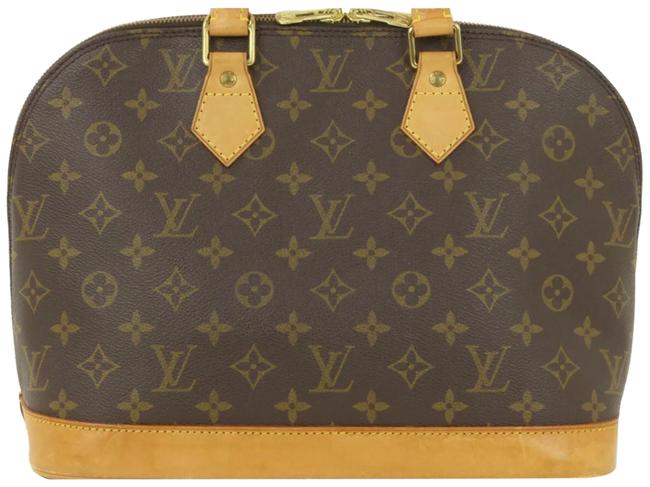 Louis Vuitton Alma Tote Handbag Brown Leather Satchel