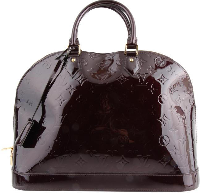 Louis Vuitton Alma Vernis Mm Amarante Purple Patent Leather Tote