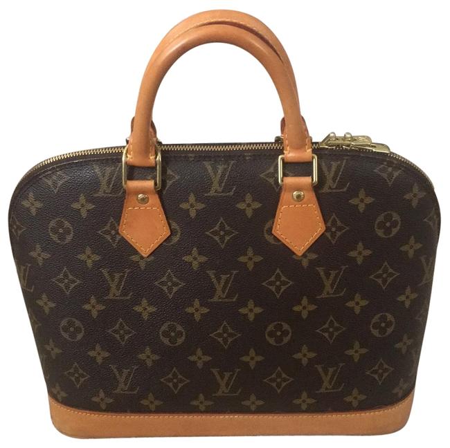 Louis Vuitton Alma With Lv Coated Monogram Canvas Leather Satchel