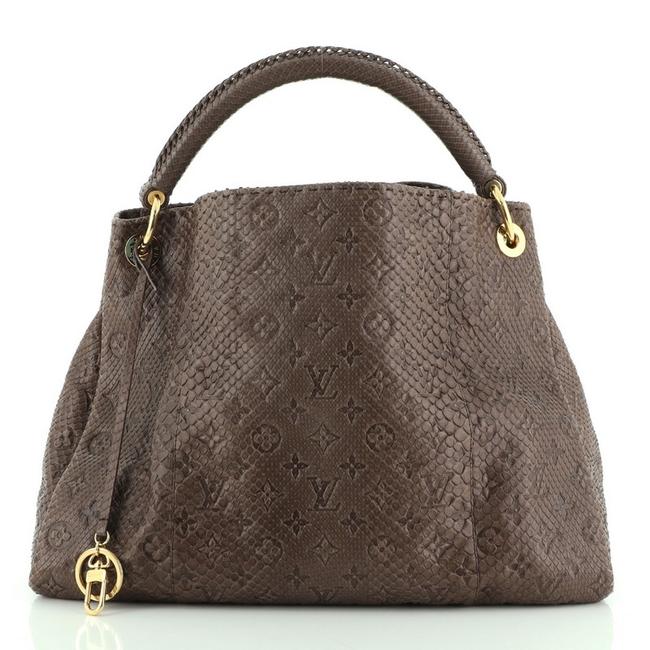 Louis Vuitton Artsy Handbag Monogram Embossed Mm Brown Python Hobo Bag