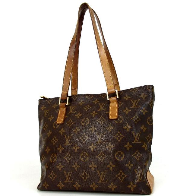 Louis Vuitton Bag Brown Cabas Piano Print Leather Tote
