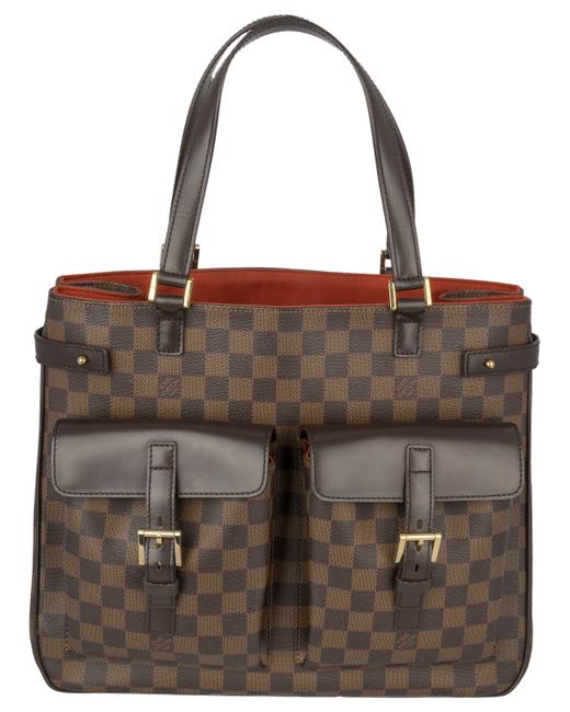 Louis Vuitton Bag Damier Canvas Brown Interior Red Tote