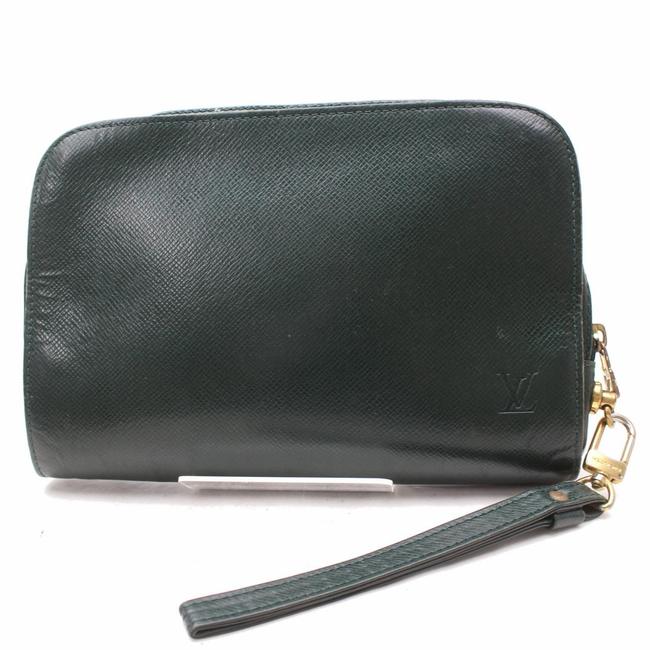 Louis Vuitton Baikal Wristlet Pouch 869780 Green Leather Clutch
