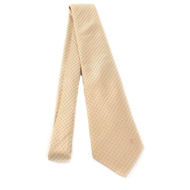 Louis Vuitton BeigeOrange Club Signature Flowers "Lv" Silk Tie Mo