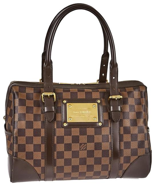 Louis Vuitton Berkely Damier Ebene Boston 872381 Brown Coated Canvas Satchel
