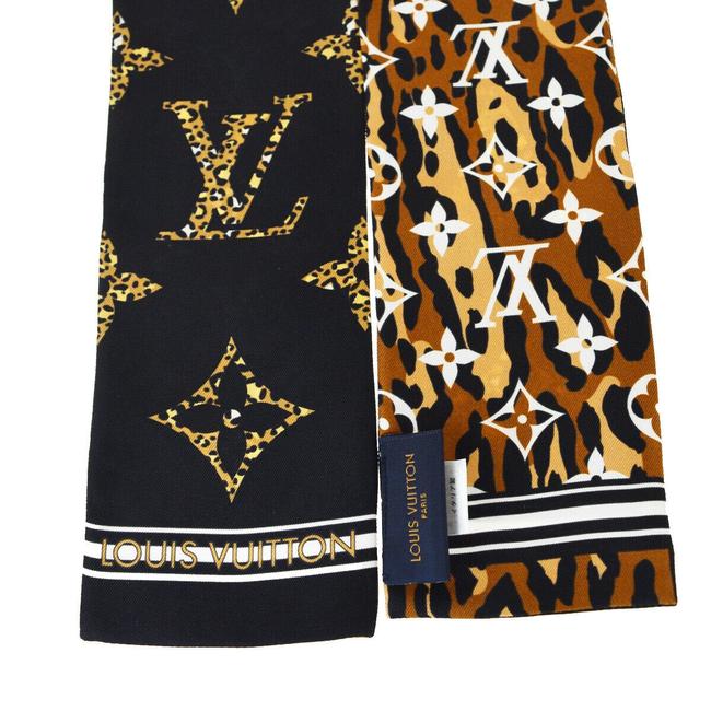 Louis Vuitton Black Giant Monogram Bandeau Silk Brown ScarfWrap