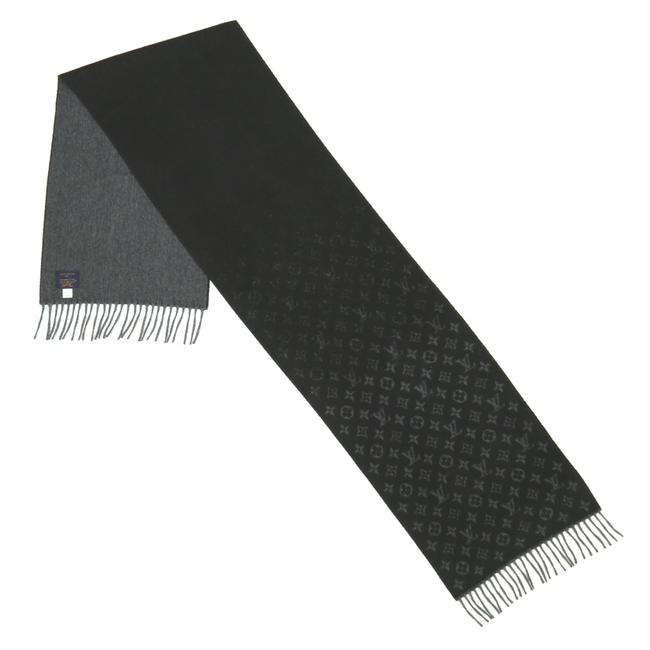 Louis Vuitton Black Gray Gradient and Cashmere ScarfWrap