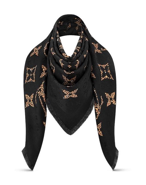 Louis Vuitton Black Monogram Giant Jungle Shawl ScarfWrap