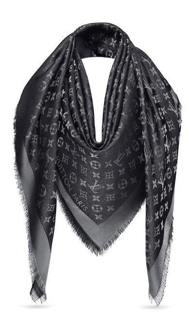 Louis Vuitton Black Monogram Shine Shawl M75123 ScarfWrap