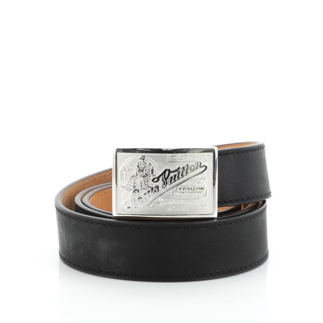 Louis Vuitton Black Travelling Requisites Leather Thin Belt