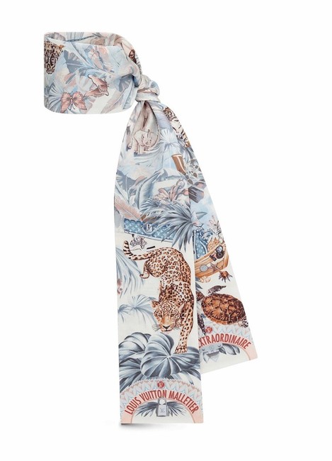 Louis Vuitton Blue Grey Voyage Extraordinaire Bandeau ScarfWrap
