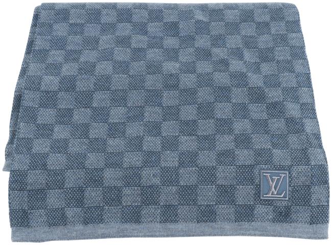 Louis Vuitton Blue Petit Damier Wool M70929 ScarfWrap